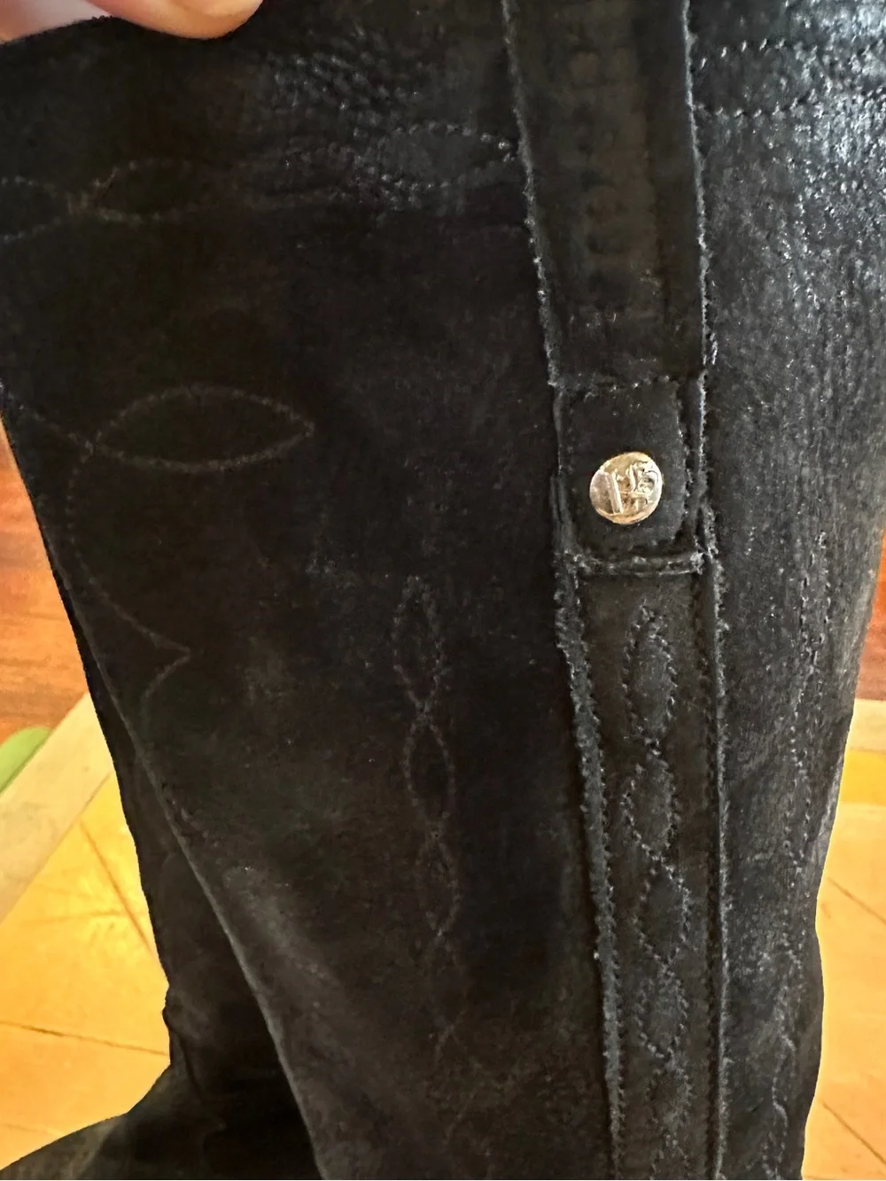 Authentic Liberty Black tall Western boots in black suede leather! 🤠🖤